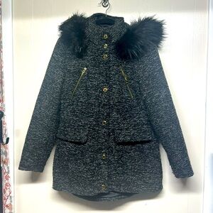 Women's Apt. 9® Textured Faux-Fur Trim Coat with removable hood